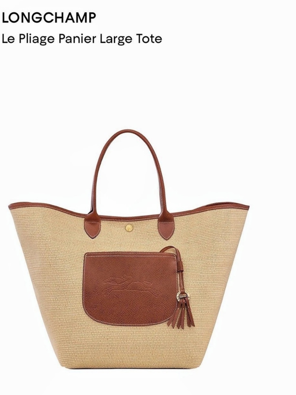 Longchamp Le Pliage Panier Large Tote in Tan & Brown - like new condition